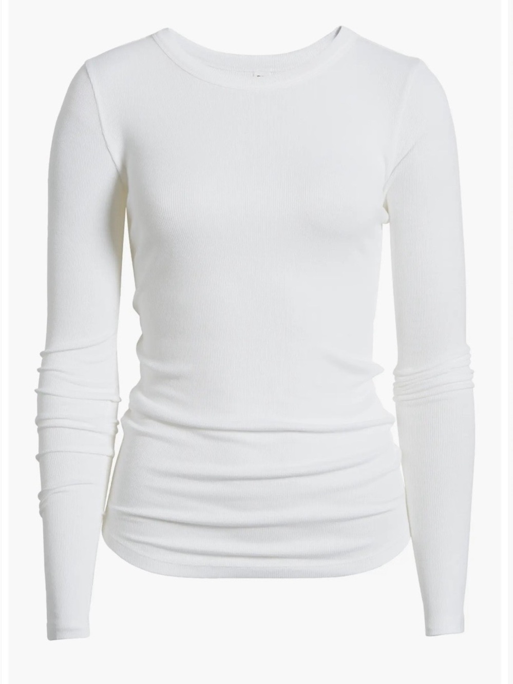 bp Women's Long Sleeve Ribbed Crew Neck Top - White XS